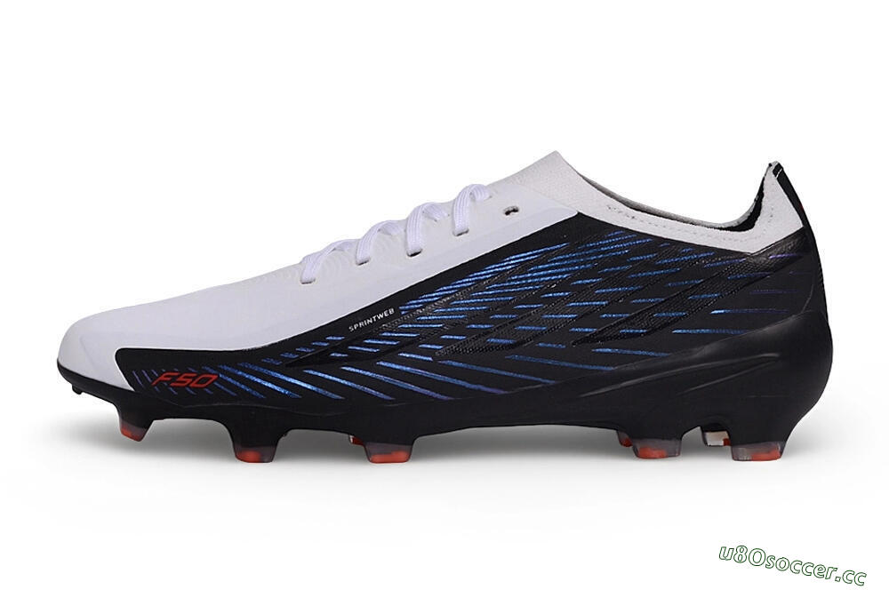Unisex Adidas F50 Hyperfast Elite Laceless FG Firm Ground Low-Tops Football Boots - White/Core Black/Solar Blue 0