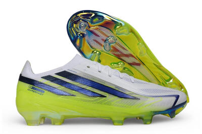 Unisex Adidas F50 Hyperfast Elite Laceless FG Firm Ground Low-Tops Football Boots - White/Cloud White/Solar Yellow