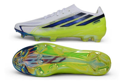 Unisex Adidas F50 Hyperfast Elite Laceless FG Firm Ground Low-Tops Football Boots - White/Cloud White/Solar Yellow