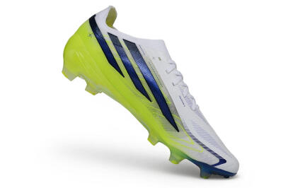 Unisex Adidas F50 Hyperfast Elite Laceless FG Firm Ground Low-Tops Football Boots - White/Cloud White/Solar Yellow