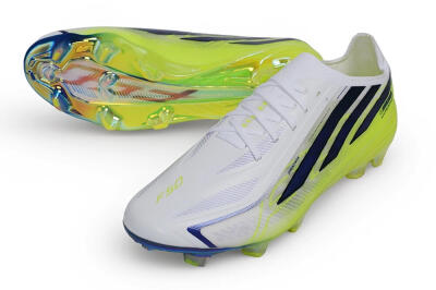 Unisex Adidas F50 Hyperfast Elite Laceless FG Firm Ground Low-Tops Football Boots - White/Cloud White/Solar Yellow