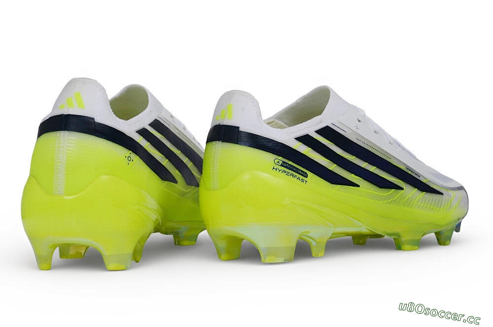 Unisex Adidas F50 Hyperfast Elite Laceless FG Firm Ground Low-Tops Football Boots - White/Cloud White/Solar Yellow 6