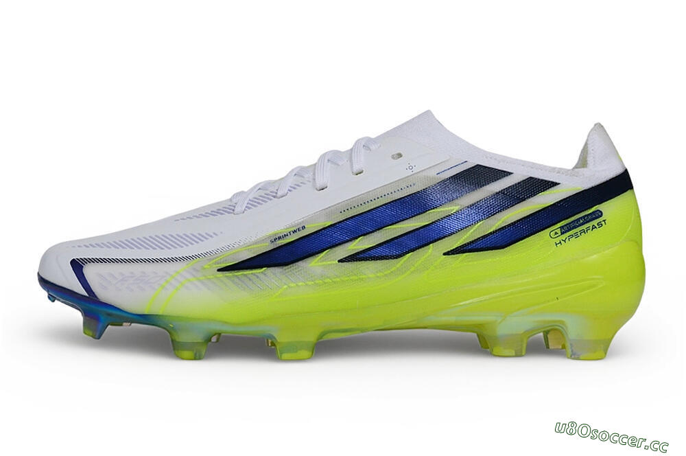 Unisex Adidas F50 Hyperfast Elite Laceless FG Firm Ground Low-Tops Football Boots - White/Cloud White/Solar Yellow 0
