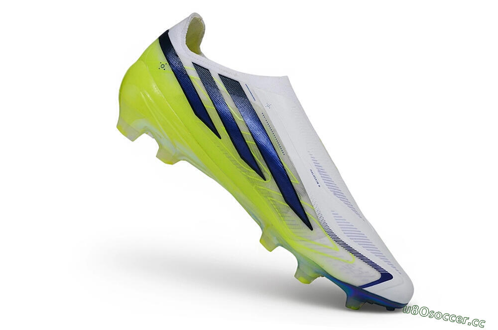 Unisex Adidas F50 Hyperfast Elite Laceless FG Firm Ground Low-Tops Football Boots - White/White/Solar Yellow 4