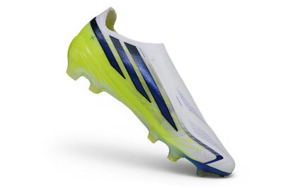 Unisex Adidas F50 Hyperfast Elite Laceless FG Firm Ground Low-Tops Football Boots - White/White/Solar Yellow