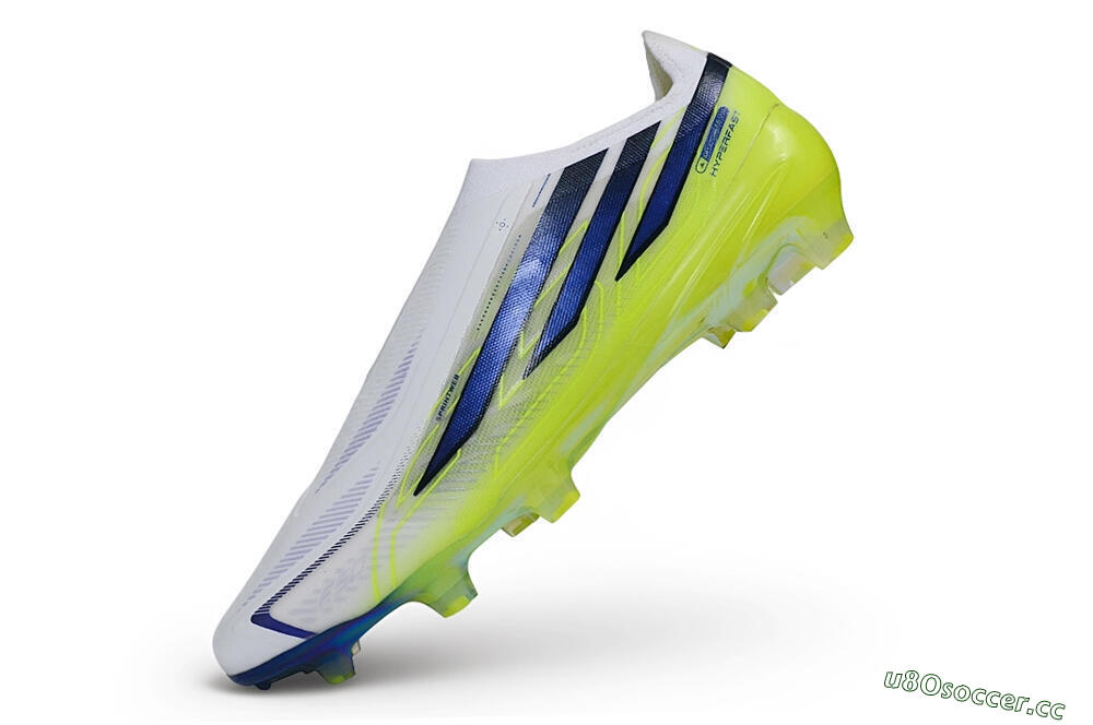 Unisex Adidas F50 Hyperfast Elite Laceless FG Firm Ground Low-Tops Football Boots - White/White/Solar Yellow 5