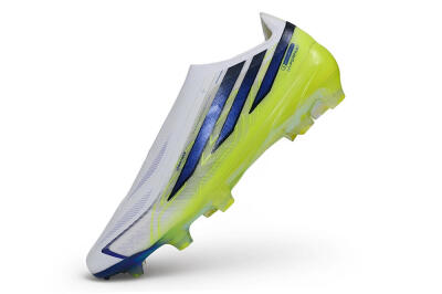 Unisex Adidas F50 Hyperfast Elite Laceless FG Firm Ground Low-Tops Football Boots - White/White/Solar Yellow
