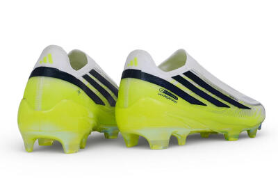 Unisex Adidas F50 Hyperfast Elite Laceless FG Firm Ground Low-Tops Football Boots - White/White/Solar Yellow