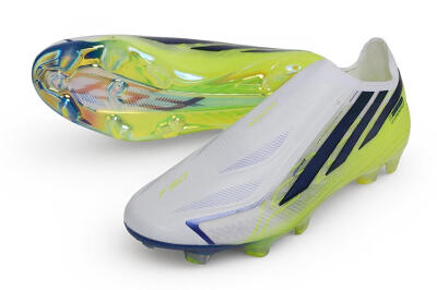 Unisex Adidas F50 Hyperfast Elite Laceless FG Firm Ground Low-Tops Football Boots - White/White/Solar Yellow