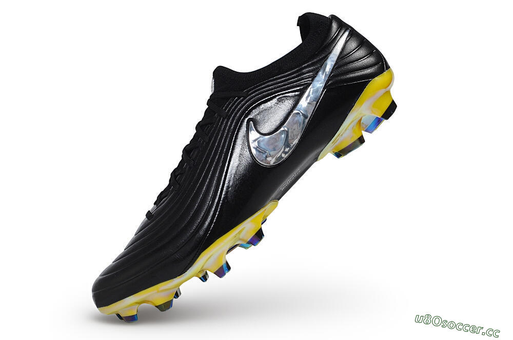 Unisex Nike Tiempo Legend 11 Elite FG Firm Ground Low-Tops Football Boots - Black/Black/Chrome/Cyber 5