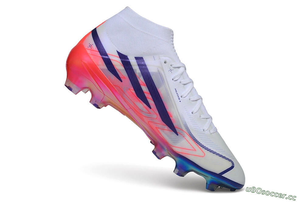 Unisex Adidas F50 Hyperfast Elite Laceless FG Firm Ground Low-Tops Football Boots - White/Solar Red/Lucid Blue 4