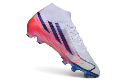Unisex Adidas F50 Hyperfast Elite Laceless FG Firm Ground Low-Tops Football Boots - White/Solar Red/Lucid Blue