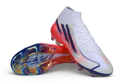 Unisex Adidas F50 Hyperfast Elite Laceless FG Firm Ground Low-Tops Football Boots - White/Solar Red/Lucid Blue