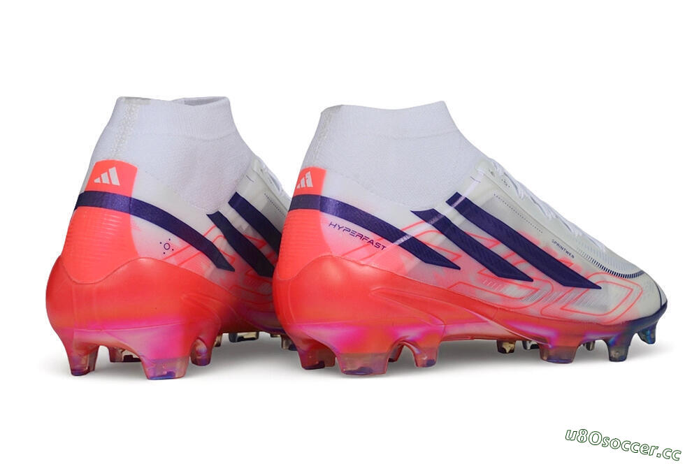 Unisex Adidas F50 Hyperfast Elite Laceless FG Firm Ground Low-Tops Football Boots - White/Solar Red/Lucid Blue 6
