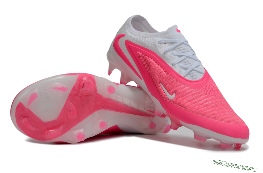Unisex Nike Phantom 6 Elite Low FG Firm Ground Low-Tops Football Boots - White/White/Hyper Pink 1