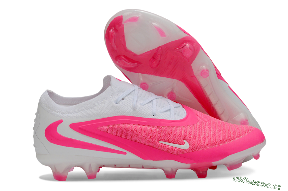 Unisex Nike Phantom 6 Elite Low FG Firm Ground Low-Tops Football Boots - White/White/Hyper Pink 2