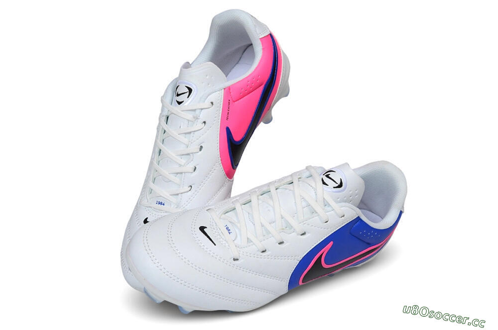 Men's Nike Tiempo Ligera Pro FG Firm Ground Low-Tops Football Boots - White/Royal Blue/Hyper Pink 3