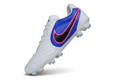 Men's Nike Tiempo Ligera Pro FG Firm Ground Low-Tops Football Boots - White/Royal Blue/Hyper Pink
