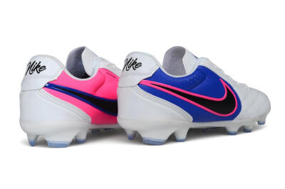 Men's Nike Tiempo Ligera Pro FG Firm Ground Low-Tops Football Boots - White/Royal Blue/Hyper Pink