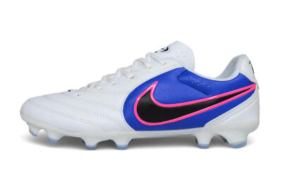 Men's Nike Tiempo Ligera Pro FG Firm Ground Low-Tops Football Boots - White/Royal Blue/Hyper Pink