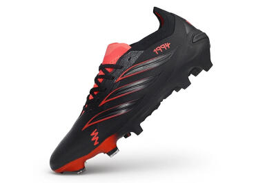 Unisex Adidas Predator 26 Elite 1994 FG Firm Ground Low-Tops Football Boots - Black/Core Black/Solar Red