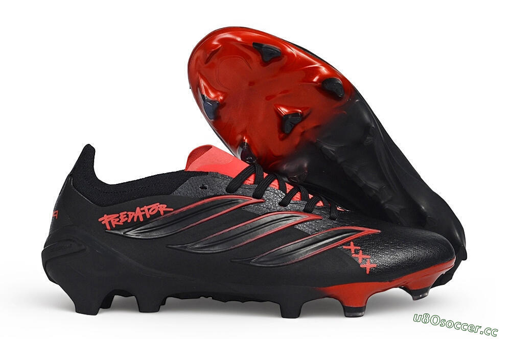 Unisex Adidas Predator 26 Elite 1994 FG Firm Ground Low-Tops Football Boots - Black/Core Black/Solar Red 2