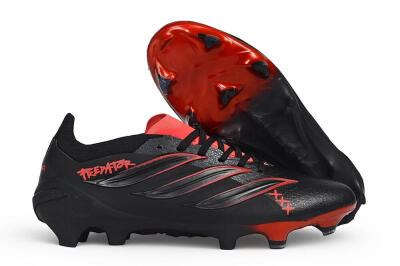 Unisex Adidas Predator 26 Elite 1994 FG Firm Ground Low-Tops Football Boots - Black/Core Black/Solar Red