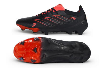 Unisex Adidas Predator 26 Elite 1994 FG Firm Ground Low-Tops Football Boots - Black/Core Black/Solar Red