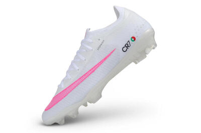 Unisex CR7 x Nike Air Zoom Mercurial Vapor 17 Elite FG Firm Ground Low-Tops Football Boots - White/White/Pink Blast