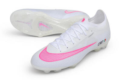 Unisex CR7 x Nike Air Zoom Mercurial Vapor 17 Elite FG Firm Ground Low-Tops Football Boots - White/White/Pink Blast