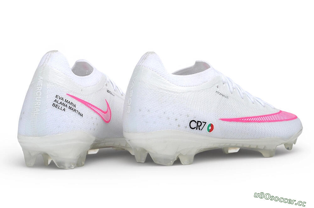 Unisex CR7 x Nike Air Zoom Mercurial Vapor 17 Elite FG Firm Ground Low-Tops Football Boots - White/White/Pink Blast 6