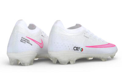 Unisex CR7 x Nike Air Zoom Mercurial Vapor 17 Elite FG Firm Ground Low-Tops Football Boots - White/White/Pink Blast