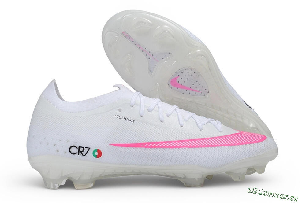 Unisex CR7 x Nike Air Zoom Mercurial Vapor 17 Elite FG Firm Ground Low-Tops Football Boots - White/White/Pink Blast 2