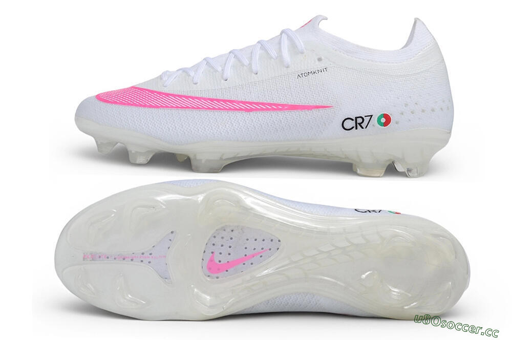 Unisex CR7 x Nike Air Zoom Mercurial Vapor 17 Elite FG Firm Ground Low-Tops Football Boots - White/White/Pink Blast 1