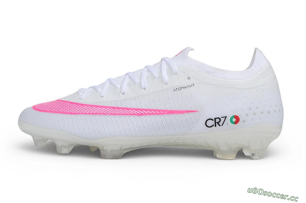 Unisex CR7 x Nike Air Zoom Mercurial Vapor 17 Elite FG Firm Ground Low-Tops Football Boots - White/White/Pink Blast 0