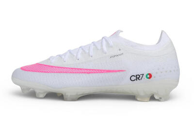 Unisex CR7 x Nike Air Zoom Mercurial Vapor 17 Elite FG Firm Ground Low-Tops Football Boots - White/White/Pink Blast