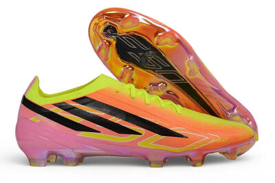 Unisex Adidas F50 Hyperfast Elite Laceless FG Firm Ground Low-Tops Football Boots - Orange/Solar Yellow/Lucid Pink