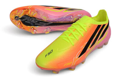 Unisex Adidas F50 Hyperfast Elite Laceless FG Firm Ground Low-Tops Football Boots - Orange/Solar Yellow/Lucid Pink