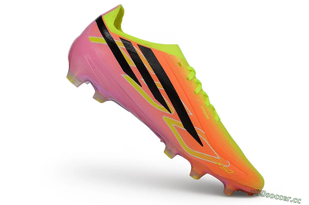 Unisex Adidas F50 Hyperfast Elite Laceless FG Firm Ground Low-Tops Football Boots - Orange/Solar Yellow/Lucid Pink 4