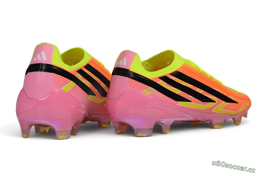 Unisex Adidas F50 Hyperfast Elite Laceless FG Firm Ground Low-Tops Football Boots - Orange/Solar Yellow/Lucid Pink 6