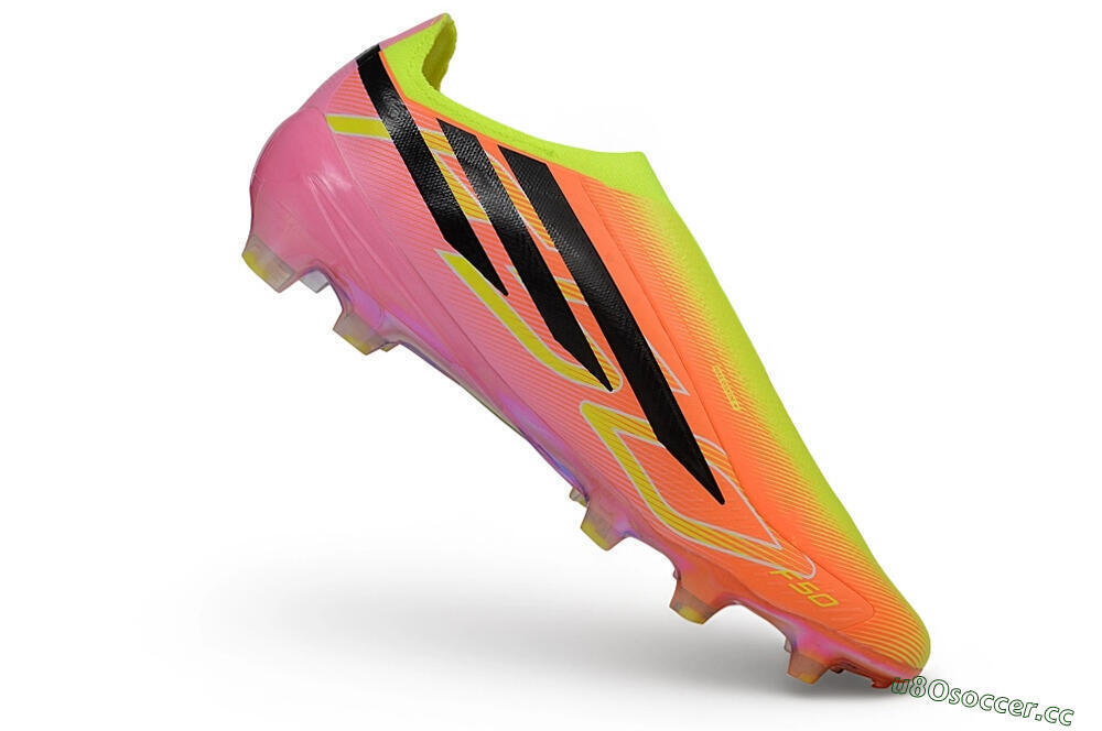 Unisex Adidas F50 Hyperfast Elite Laceless FG Firm Ground Low-Tops Football Boots - Orange/Solar Yellow/Lucid Pink 4