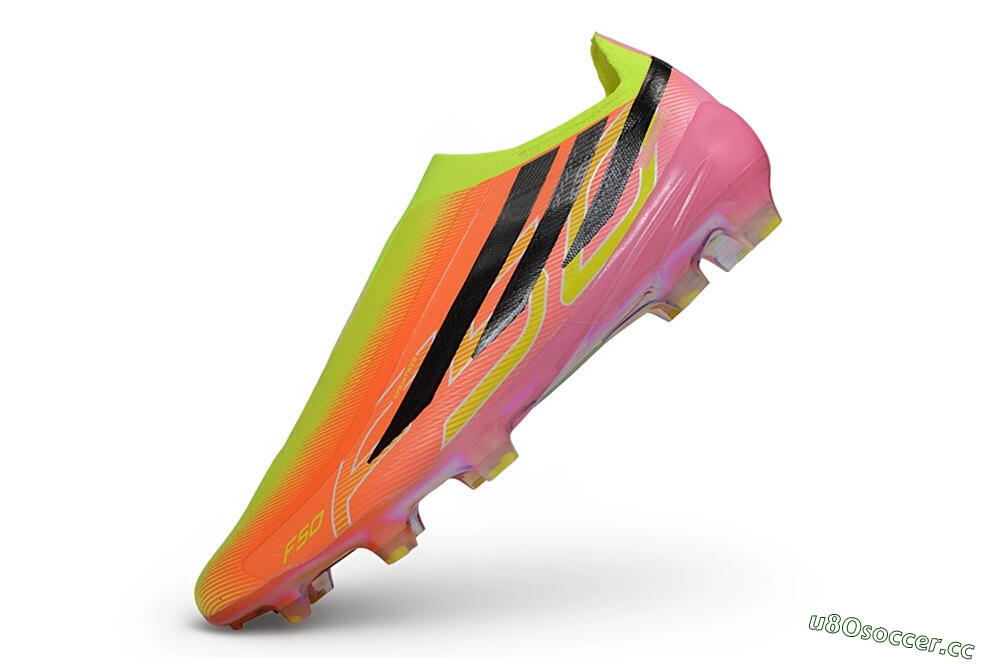 Unisex Adidas F50 Hyperfast Elite Laceless FG Firm Ground Low-Tops Football Boots - Orange/Solar Yellow/Lucid Pink 5