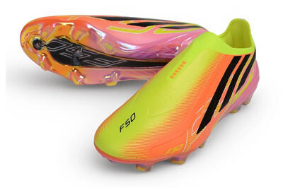 Unisex Adidas F50 Hyperfast Elite Laceless FG Firm Ground Low-Tops Football Boots - Orange/Solar Yellow/Lucid Pink