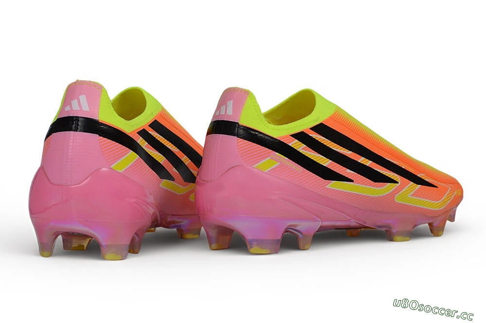 Unisex Adidas F50 Hyperfast Elite Laceless FG Firm Ground Low-Tops Football Boots - Orange/Solar Yellow/Lucid Pink 6