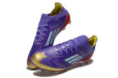 Men's Adidas F50 Elite FG Firm Ground Low-Tops Football Boots - Purple/Lucid Fuchsia/Metallic Gold