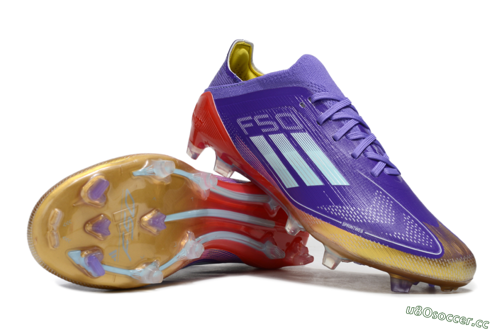 Men's Adidas F50 Elite FG Firm Ground Low-Tops Football Boots - Purple/Lucid Fuchsia/Metallic Gold 1