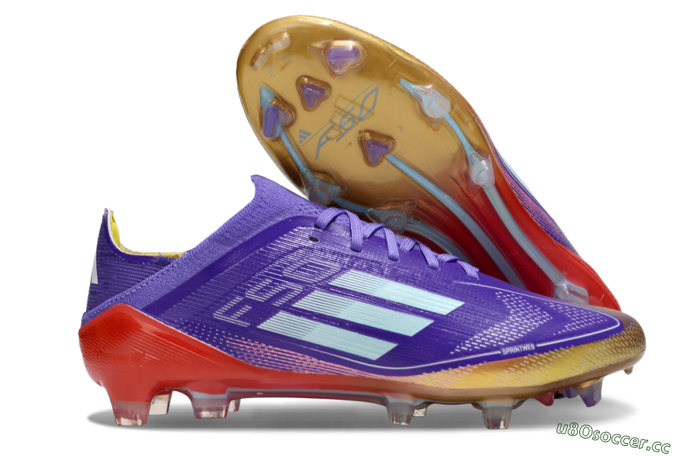 Men's Adidas F50 Elite FG Firm Ground Low-Tops Football Boots - Purple/Lucid Fuchsia/Metallic Gold 2