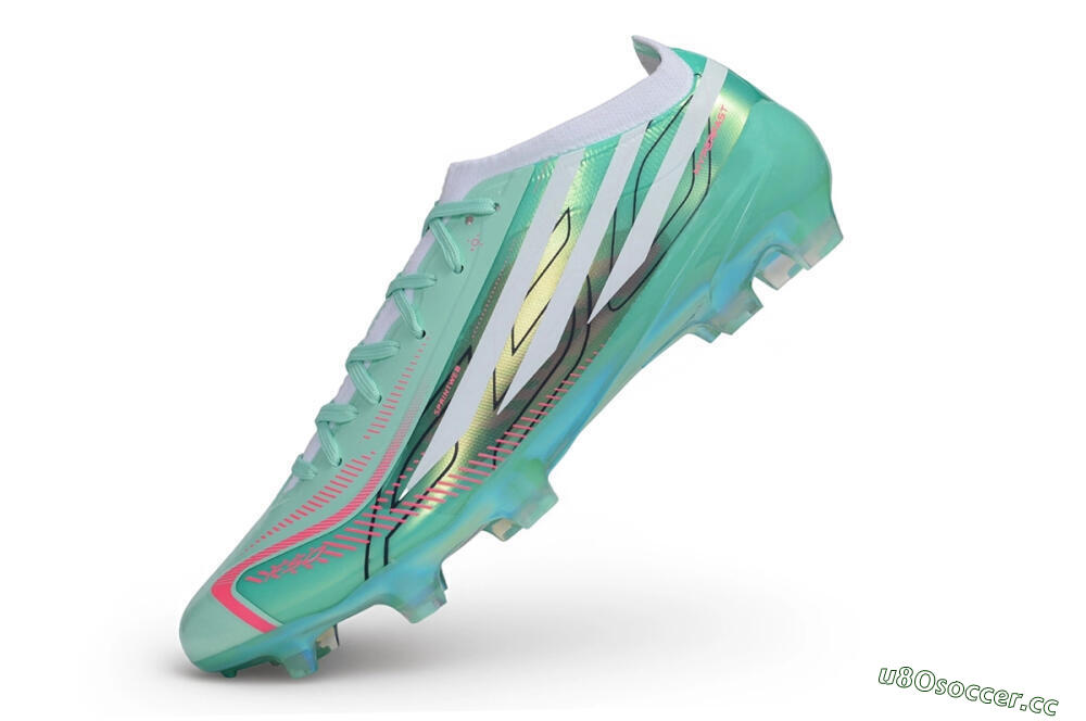 Unisex Adidas F50 Hyperfast Elite FG Firm Ground Low-Tops Football Boots - Green/Mint Green/Iridescent White 5