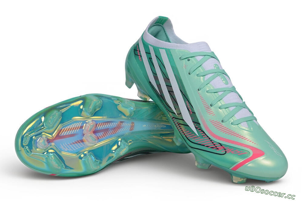 Unisex Adidas F50 Hyperfast Elite FG Firm Ground Low-Tops Football Boots - Green/Mint Green/Iridescent White 3