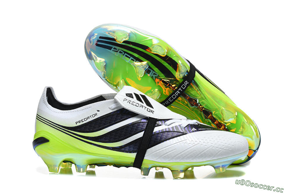 Unisex Adidas Predator 26 Elite Fold-Over Tongue FG Firm Ground Low-Tops Football Boots - White/Solar Yellow/Core Black 2